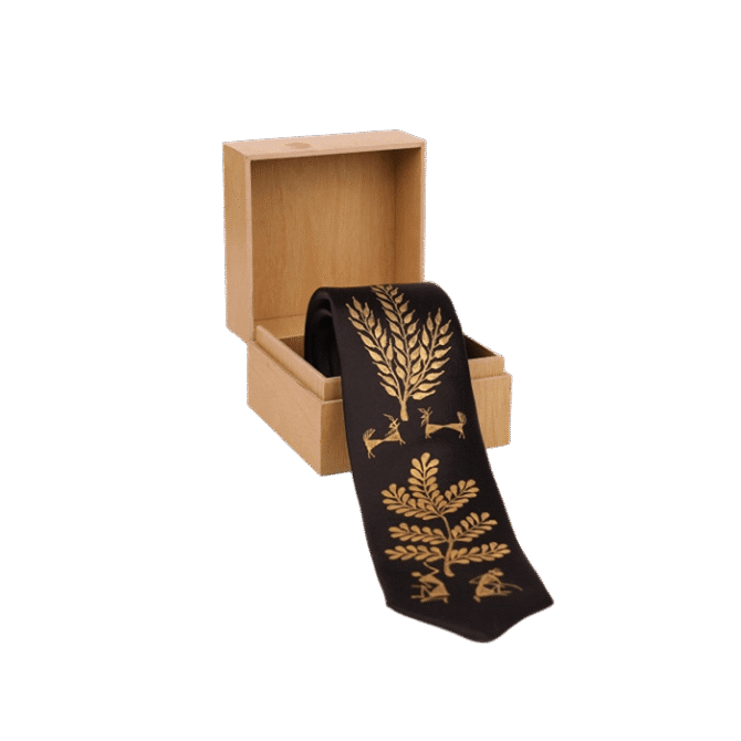 Warli Hand Painted Black Tie