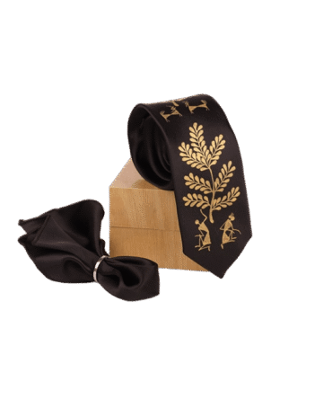 Warli Hand Painted Black Tie