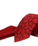 Red Star Pattern Block Print Tie