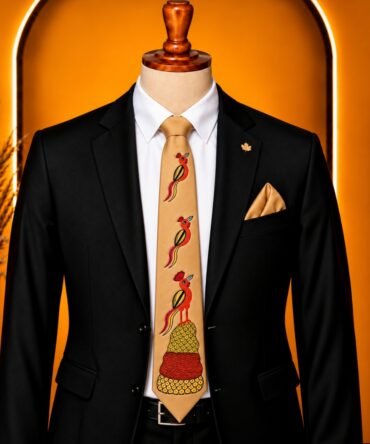 Gond Hand Painted Light Brown Tie