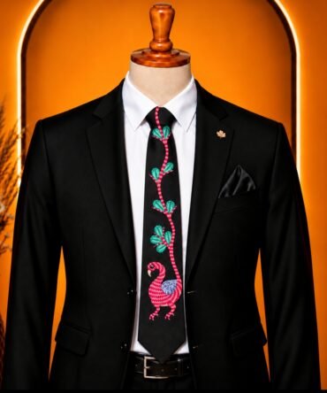 Gond Hand Painted Black Tie
