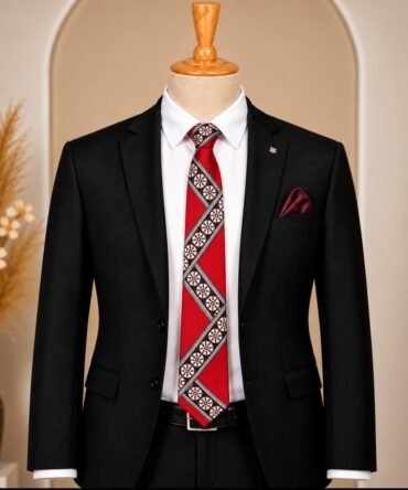 Kerala Mural Art Hand Painted Red Tie