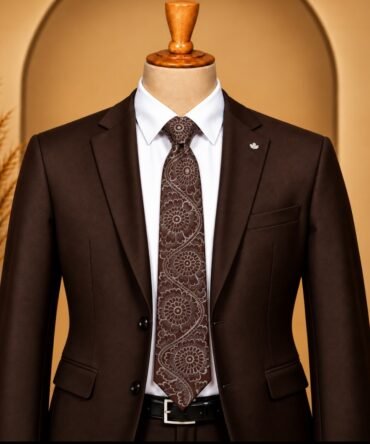 Kalamkari Hand Painted Dark Tie