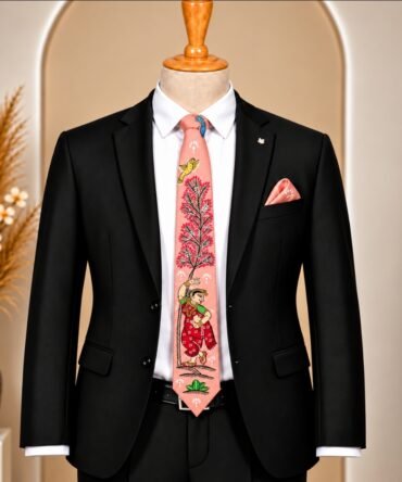 Pattachitra Hand Painted Pink Tie