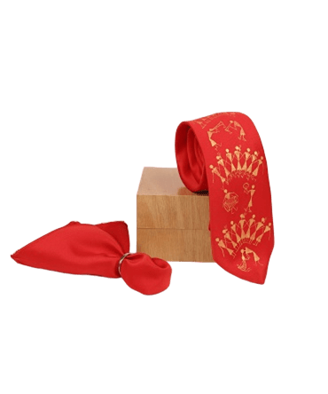 Warli Hand Painted Red Tie