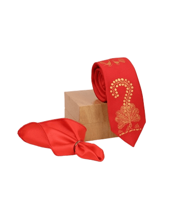 Warli Hand Painted Red Tie