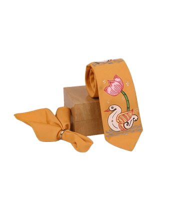 Pattachitra Hand Painted Orange Tie