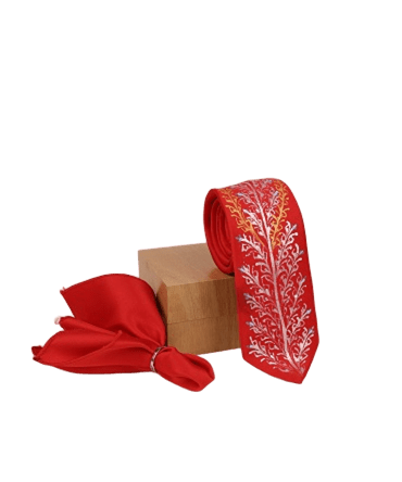 Pattachitra Hand Painted Red Tie