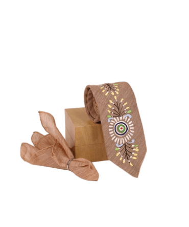 Pattachitra Hand Painted Light Brown Tie