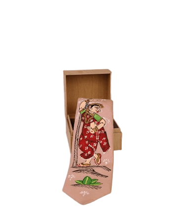 Pattachitra Hand Painted Light Orange Tie