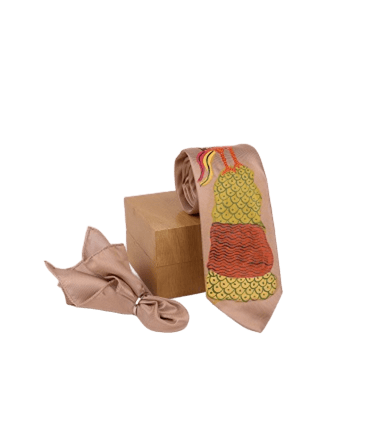 Gond Hand Painted Light Brown Tie