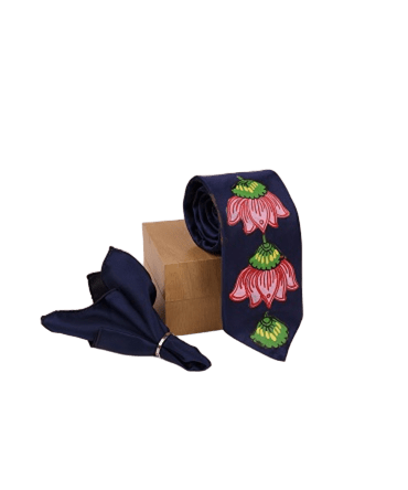 Pattachitra Hand Painted Dark Blue Tie