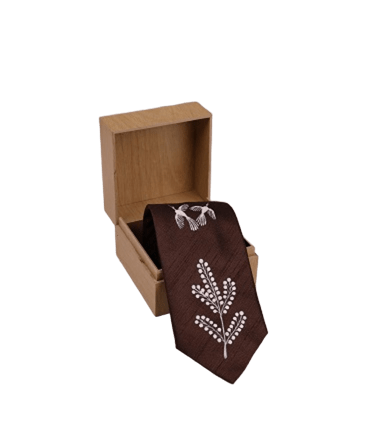 Warli Hand Painted Dark Brown Tie