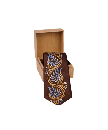 Pattachitra Hand Painted Dark Brown Tie
