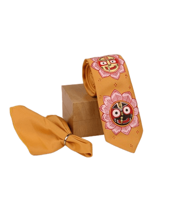 Pattachitra Hand Painted Light Orange Tie