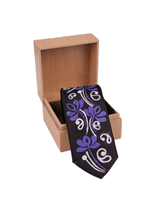 Alpona Hand Painted Black Tie