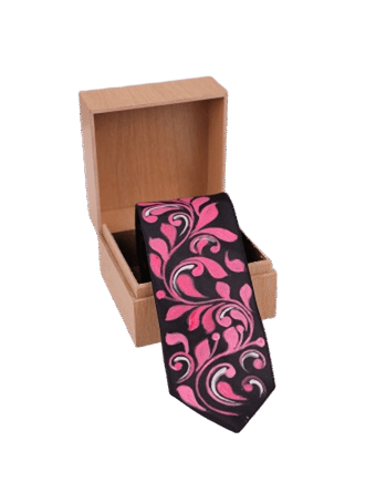 Alpona Hand Painted Black Tie