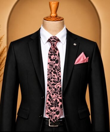 Alpona Hand Painted Pink Tie