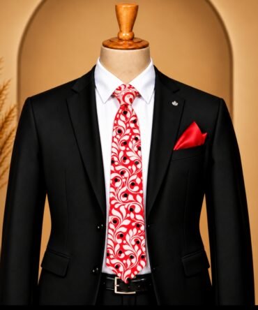 Alpona Hand Painted Red Tie