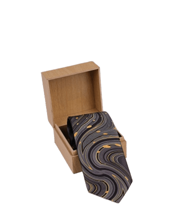 Grey Block Print Tie