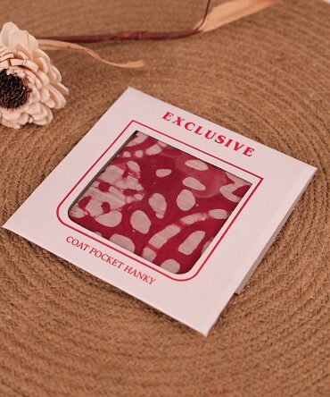 Batik Print Dupion Silk Red Base Pocket Square