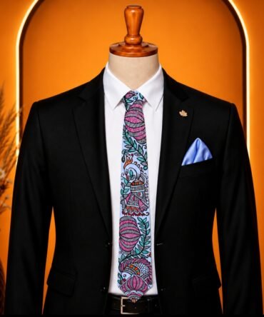 Madhubani Light Blue Tie