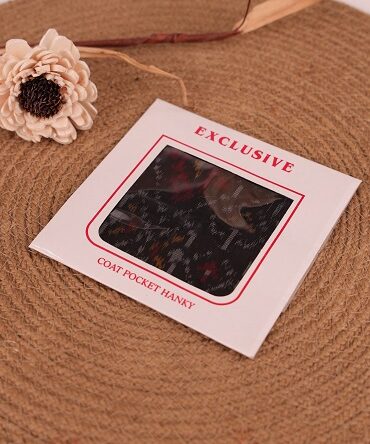 Pochampally Ikaat Black Base Cotton Silk Pocket Square