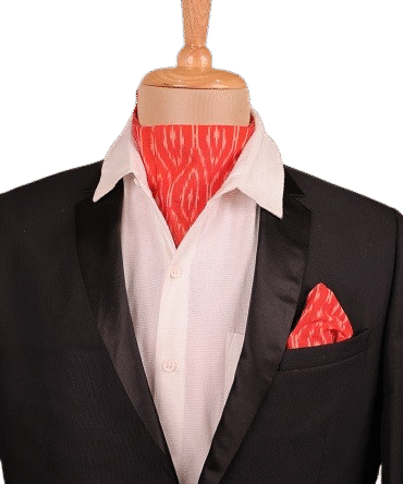 Pochampally ikaat,orange base,cotton-silk cravate