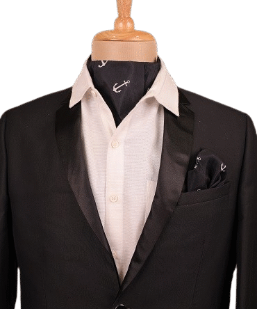 Dupion Silk, Black Base, Anchor Motif, Cravate