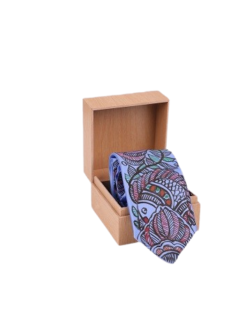 Madhubani Light Blue Tie
