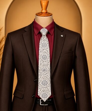 Kalamkari Hand-Painted black and white Tie
