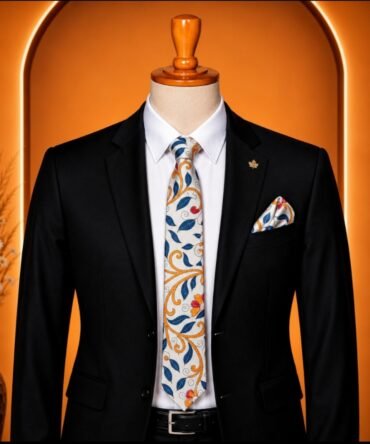 Cream Base Floral Kantha Tie
